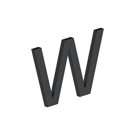 Deltana 4 LETTER W, E SERIES W/ RISERS, STAINLESS STEEL in Paint Black RNE-WU19